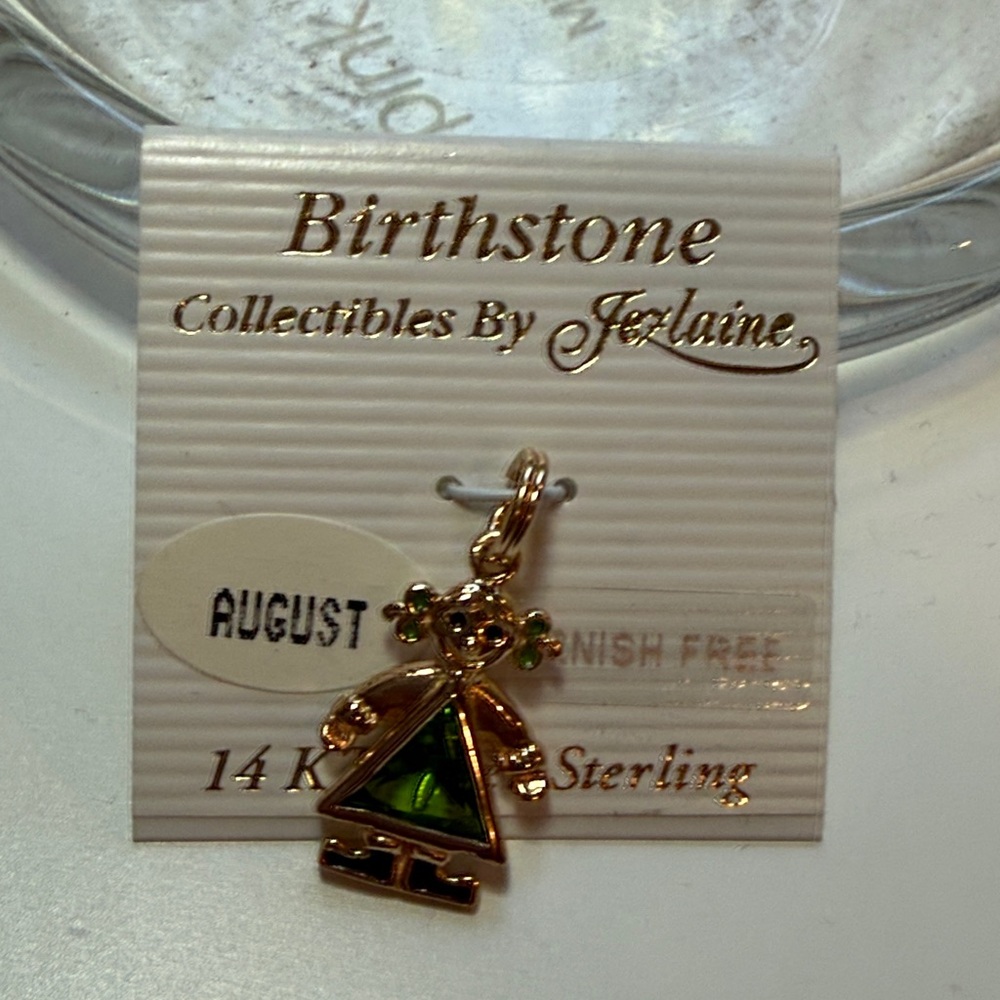 🛑SOLD🛑August Birthstone Pendant/charm with Green Gem NWT Vintage .